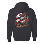 Black hoodie with racing-themed design on the back, featuring the number 99 and text.