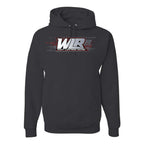 Black hoodie with Wright Lightning Racing logo on a white background