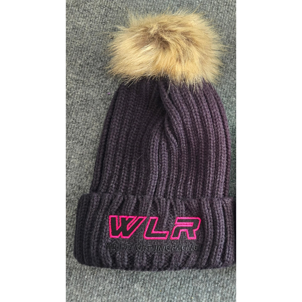 WLR Pink Lettering Black Winter Hat